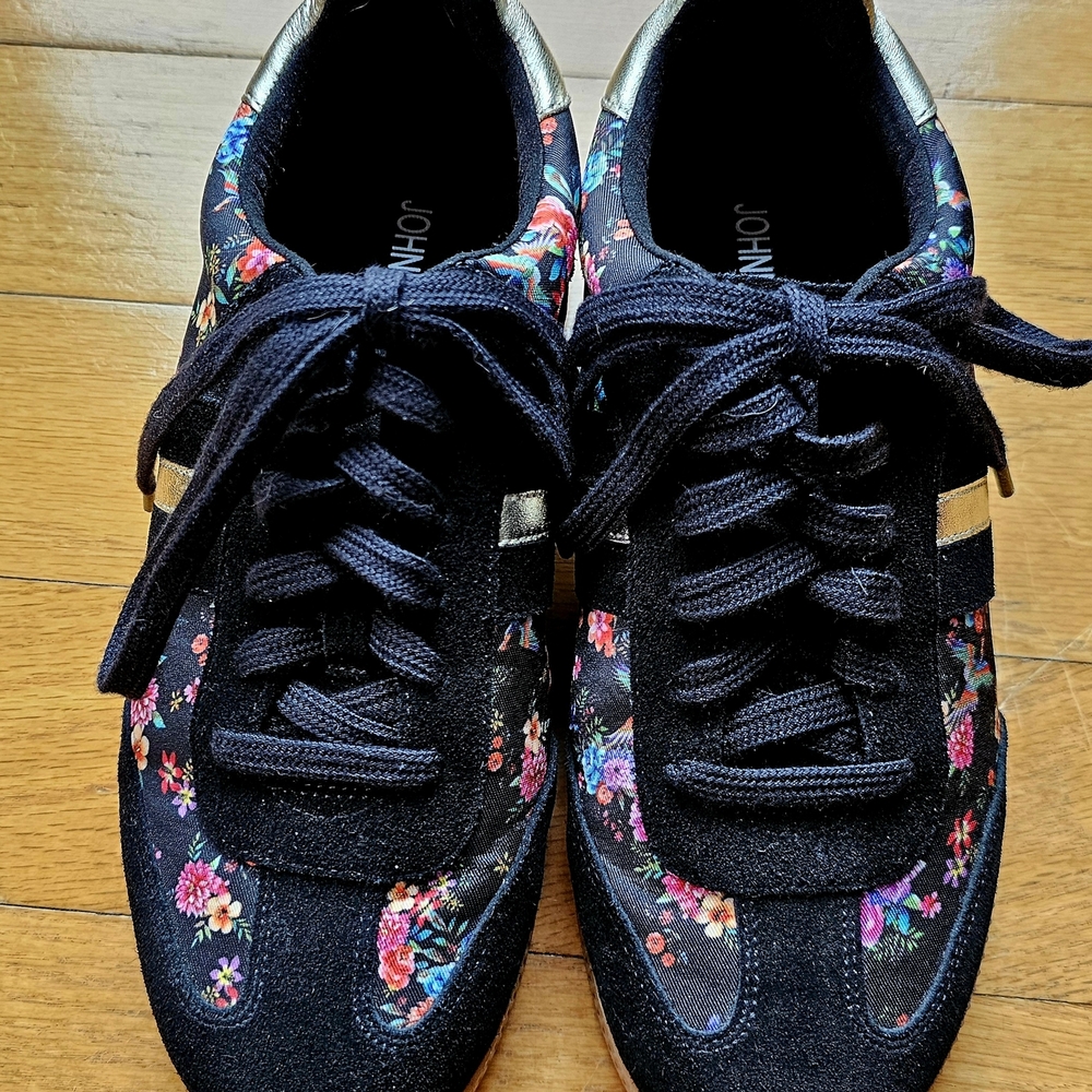 Johnny Was Black Suede Dreamer Sneakers Size 8.5, fits like size 8
